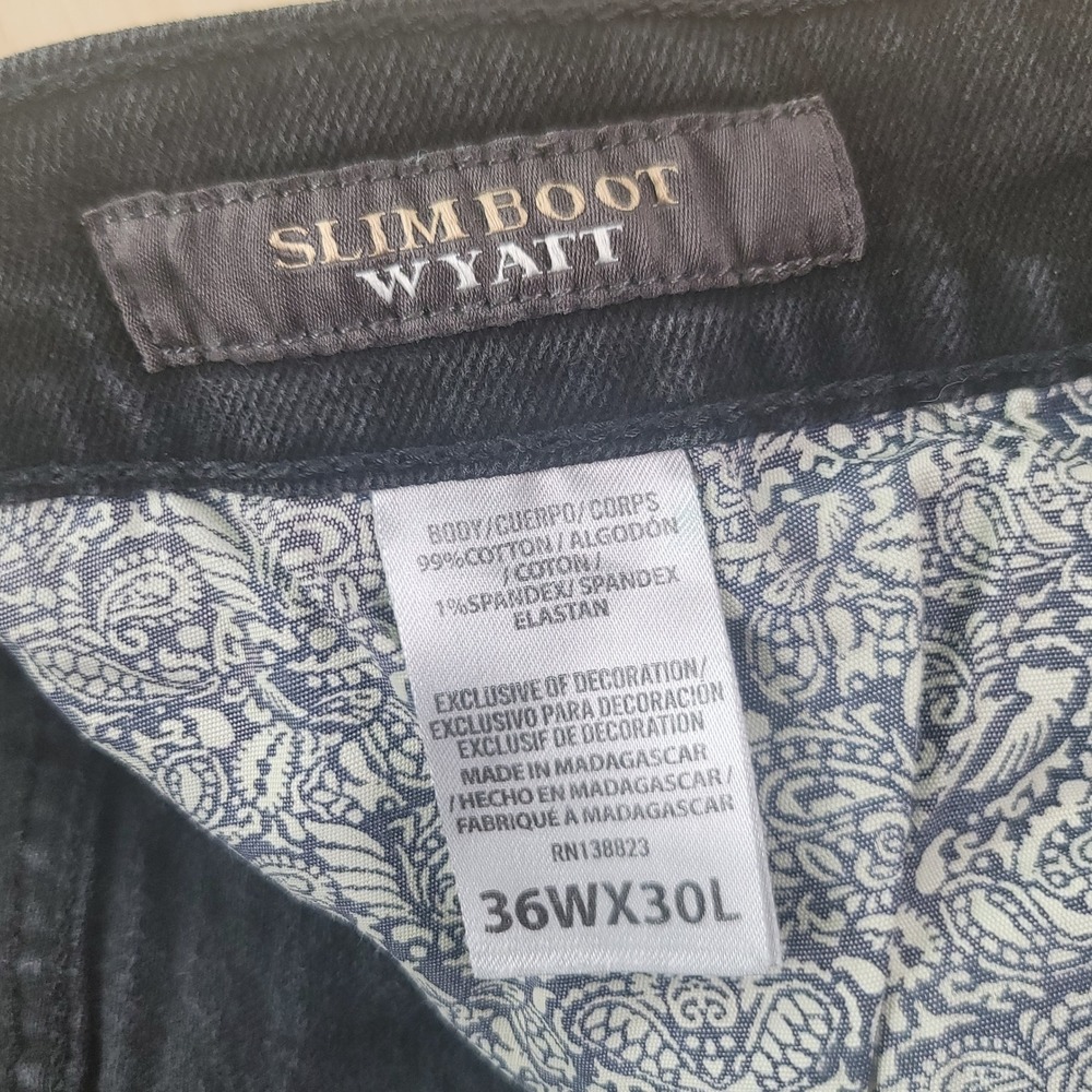 Cody James Wyatt Slim Bootcut Jeans Mens 36x28 Black Faded Western Stretch Denim - Picture 5 of 10